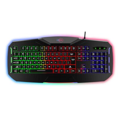 China Membrane gaming keyboard 7 color backlight RGB keyboard tecladosp gaming keyboard mechanical feeling game for sale