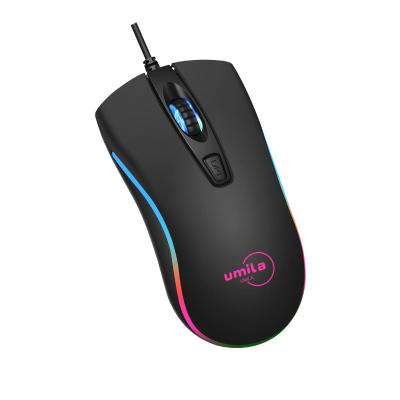 China Cheap Umila SC190 Gaming Black Optical RGB Wired Lightweight USB PC Computer USB Gaming Mouse for sale