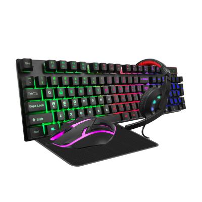 China USB Wired Gaming Mousepad 4 In 1 Mechanical Feel 104 Keys RGB Backlit Keyboard Mouse Headset Set For PC Gamer Yes for sale