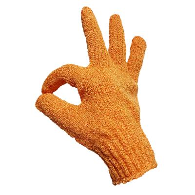 China EXFOLIATE Dead Skin Shower Spa Massage Cleaning Scrubber Exfoliating Bath Glove Five Fingers Nylon Polyester Bath Gloves for sale