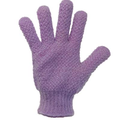 China Five Finger Cleaning Nylon Polyester Exfoliating Bath Scrubber Gloves Nylon Shower Bath Gloves Exfoliating Jacquard Weave Gloves for sale