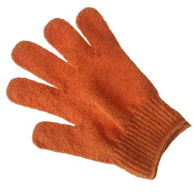 China EXFOLIATE Dead Skin Shower Spa Massage Cleaning Scrubber Exfoliating Bath Glove Five Fingers Nylon Polyester Bath Gloves for sale