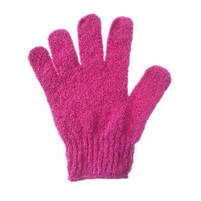 China EXFOLIATE Dead Skin Shower Spa Massage Cleaning Scrubber Exfoliating Bath Glove Five Fingers Nylon Polyester Bath Gloves for sale