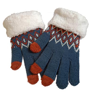 China Jacquard Winter Warm Soft Thicken Gloves Touch Screen Knitted Texting Gloves For Smartphones Laptop Tablet Driving Skiing Cycling Outdoors for sale