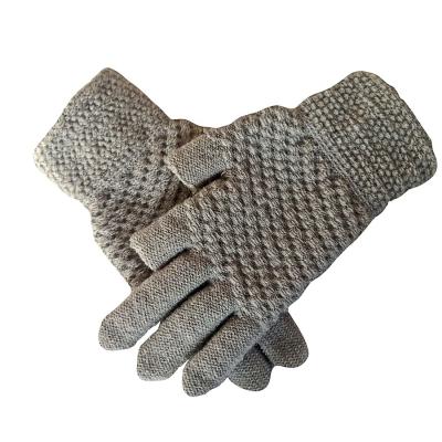 China Winter Jacquard Touch Screen Gloves Elastic Men's Women's Women's Warm Acrylic Gloves Half Finger Hook for sale