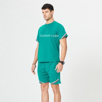 China ODM Logo Men Sleeve Mesh O Neck Streetwear Oversized Short Set Custom Made Top Selling Viable for sale