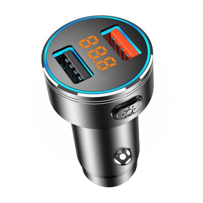 China Dual USB 12-24V/2.4A 65w Gps Mini Aluminum Alloy Car Charger With LED Digital Display for sale