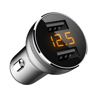 China Metallic Tri-Color Dual Smart Type-C 2 Port Mobile USB Chip Safe Fast Car Charger for sale