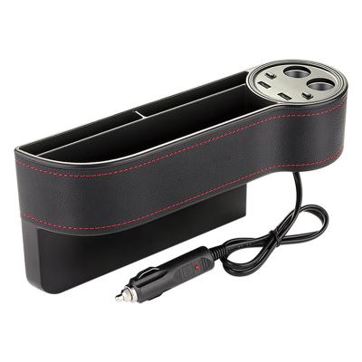 China PU Console Side Pocket Leather Organizer And Storage Box Front Car Seat Interspace Filler 3 USB Stable Multifunctional Protection for sale