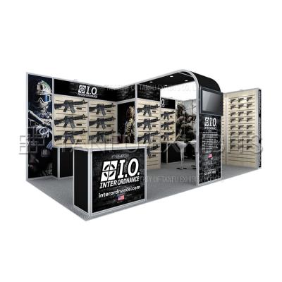 China 3mx6m Event Expo Display Stand Exhibit Shotshow Booth With Slatwall for sale