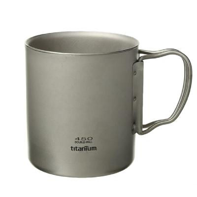 China Bpa Free Wall Insulated Titanium Alloy Water Whiskey Canteen Coffee Mug Lightweight Double Cup For Camping for sale