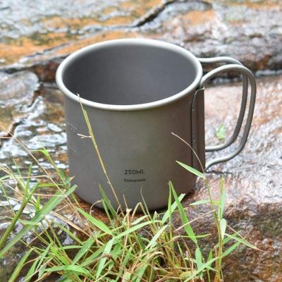 China Double sierra lightweight outdoor insulated insulated wall whiskey titanium alloy drinks cup camping mug for sale