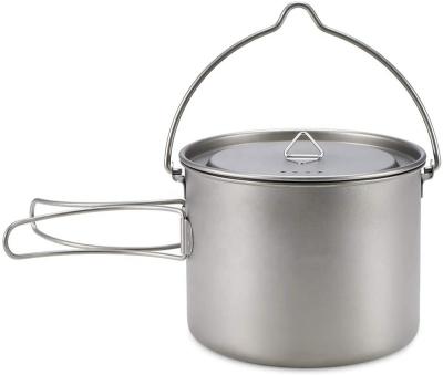 China Lightweight BPA free 1100ml 1300ml single wall outdoor camping cook pot titanium sets with lid for sale