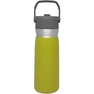 China Water Make 22oz Custom Logo Leakproof Vacuum Insulated Double Wall Stainless Steel Water Bottle With Resistant Straw for sale