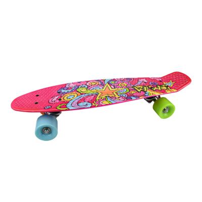 China Custom 22*6 Inch Water Decal Kid Mini Plastic Skateboard For Kid Child Junior Teen Boys Girls Single Rocker Kick Tail for sale