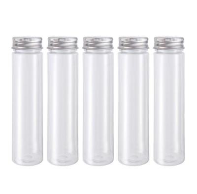 China Eco-friendly 110ml TransparentPlastic Test Tubes With Screw Lids , Cookie Nuts Bottle Containers For Gifts for sale