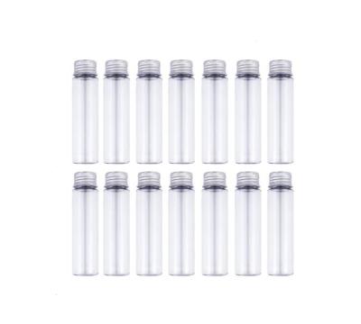 China Eco-friendly Clear Flat Plastic 50ml Test Tubes With Screw Caps Aluminum Candy Travel Lotion Cosmetic Containers for sale