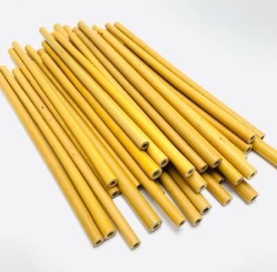 China Eco-friendly Handcrafted Natural Drinking Straw Stocked Good Quality 20cm Color Reusable Yellow Bamboo Straws for sale