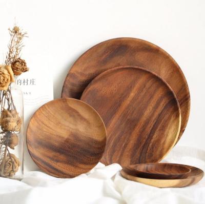 China Stored Wooden Circular Fruit Dishes Non Paint Dried Fruit Harden Snack Dish Restaurant Home Hot Selling Dish 4 Small Size for sale