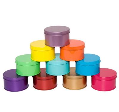 China Recyclable Round Metal Tin Box Candy Box Wedding Gift Supplies Multi-colors Chocolate Box 7.5*7.5*4.3cm for sale