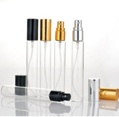 China 10ml 15ml Eco-friendly Recyclable Atomizer Clear Glass Bottle Spray Refillable Empty Perfume Bottle With Aluminum Sprayer for sale