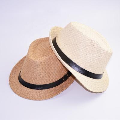 China Cheap Wholesale Men's Casual Straw Hat Plain Panama Hat Summer Anti-UV Fedora Hat For Men for sale