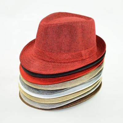 China Polyester Spring Summer Beach Casual Wholesale Cheap Simple Panama Hat For Men Fedora Hat for sale