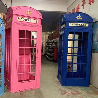 China Exterior Decoration Photo Props Red Yellow Pink Telephone Booth / British Telephone Booth London Telephone Booth For Sale for sale