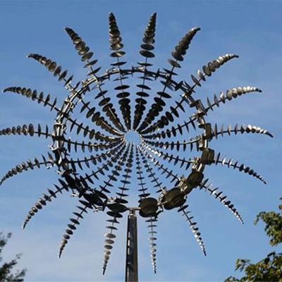 China China Led Pattern Light Wind Sculpture Outdoor Kinetic Wind Spinners Metal For Sale for sale