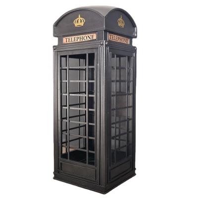 China British Style Red British Wooden Telephone Telephone Box Booth English Like Cast Iron Style for sale