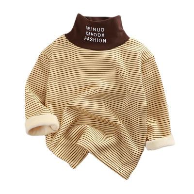 China Breathable Children's fleece children's primer Boys plus fleece warm underwear girls' top stretch baby turtleneck hoodie for sale