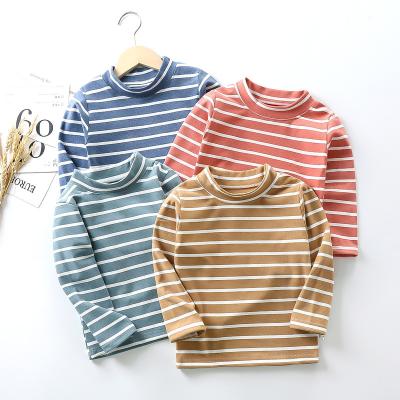 China Breathable Free Shipping Boys and Girls Base Turtleneck Top Kids Striped Autumn Shirts Baby Solid Color Warm Blouse for sale