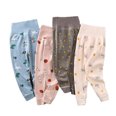 China Breathable 2023 Spring and Autumn Children's Pure Cotton Autumn Pants Baby High waist care pants can open stall pants. for sale