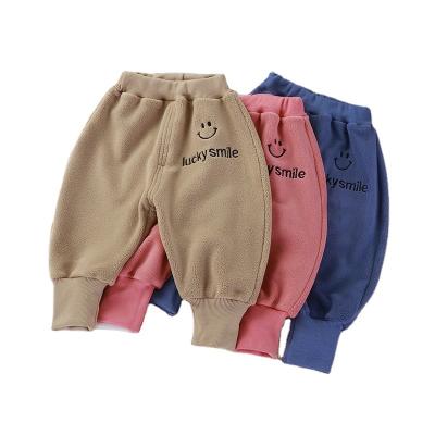 China Color Fade Proof Winter Boys Girls Velvet Warm Pants Unisex Thicken Casual Trousers Baby Toddler Double-sided Leggings for sale