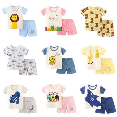 China Smart Casual Children Short Sleeve Pajama Sets Summer Cotton Pajama Sets For Unisex New Style Casual Cotton Pajama Sets guangzhou children's for sale