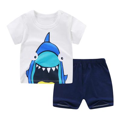 China Smart Casual Wholesale cotton cartoon home wear kids clothing Plain kids jogging suit summer Kids pajama short sleeve suit for sale