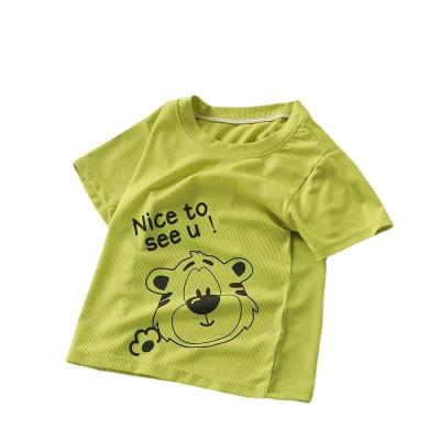 China Breathable 2023Children's short -sleeved summer new ice wire short sleeve single top top cartoon pure color baby half -sleeve for sale