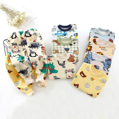 China Casual Baby set Long Johns children's fleece warm underwear Autumn and winter boys' base pajamas children's autumn clothes for sale