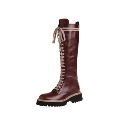 China 2022 Fashion Trend English Style Martin Boots Motorcycle Boots Beautiful Leather Women Full Boots Genuine Leather for sale