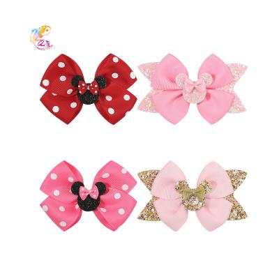 China ZYGirl Hair Decoration Hair Accessories Girl Hair Clip Card Pink Wave Dot Bow Cartoon Cute Hair Clip Hair Clip for sale