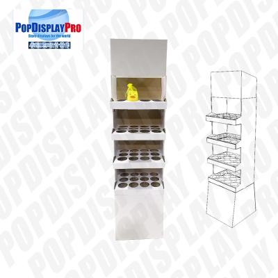 China 4 Shelf 1 Poster Cardboard Floor Display Stand , Floor Display Racks With Dividers for sale