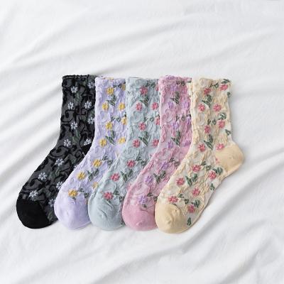 China Colorful QUICK DRY female and male tik tok bangs happy jacquard cotton crew socks for sale