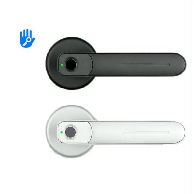 China MUKA I03 door handle lock set single latch black zinc alloy fingerprint smart lock with lock interior doors for home for sale