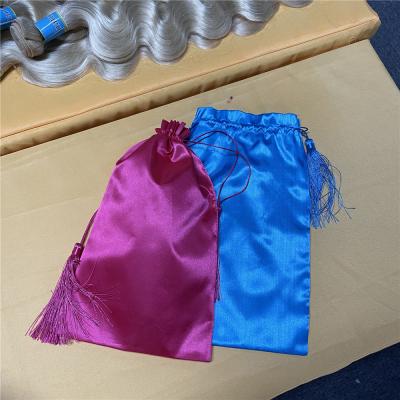 China GARMENT satin hair bag drawstring satin wig bag logo, free custom satin bags for hair, pink/black satin bag custom logo for hair extension for sale