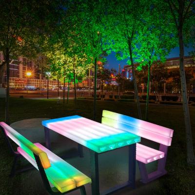 China Modern New Arrival Remote Control 64 Colors Changing Colorful Led Bench Garden Waterproof Furniture Led Garden Bench for sale