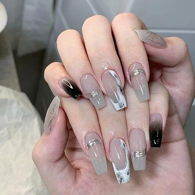 China 24pcs/Set Packaging Cat Eye Almond Shape Artificial Printed Press On Nails in Mixed Color for sale