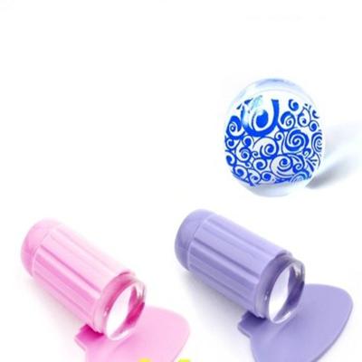 China Nail Stamp Stamping Pure Clear Jelly Silicone Head Nail Art Stamper With Scraper Nail Tool for sale