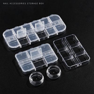 China China Wholesale Nail Art Storage Box 6/12grids Empty Nail Jewelry Decoration Small Plastic Storage Box with Lid for sale