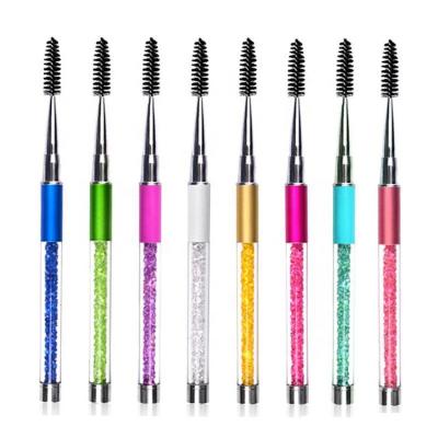 China Wholesale Provate Label Colorful Rhinestone Handle Eyelash Extension Makeup Mascara Wand Crystal Eyelash Brush for sale