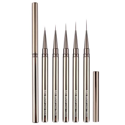 China Metal Handle Professional Nail Thin Liner Brushes Nylon 6/9/12/15/18mm for Beauty for sale